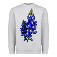 Heather Grey Bluebonnet Flower Illustrations Heavyweight Sweatshirt - LillyAllenDesigns