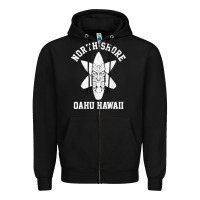 Black Oahu Hawaii North Shore Surf Beach Surfing Surfer Gift Zipper Hoodie - longCreatives