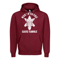 Burgundy Oahu Hawaii North Shore Surf Beach Surfing Surfer Gift Zipper Hoodie - longCreatives