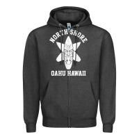 Charcoal Heather Oahu Hawaii North Shore Surf Beach Surfing Surfer Gift Zipper Hoodie - longCreatives