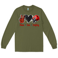 Army Green Peace Love Ladybug Long Sleeve Tee - Jasminsmagicworld