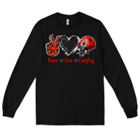 Black Peace Love Ladybug Long Sleeve Tee - Jasminsmagicworld