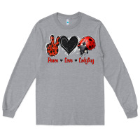 Heather Grey Peace Love Ladybug Long Sleeve Tee - Jasminsmagicworld