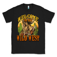 Black Welcome to the wild west Cowboy boots Classic Tee - HowdyJamesFarm