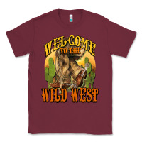 Burgundy Welcome to the wild west Cowboy boots Classic Tee - HowdyJamesFarm