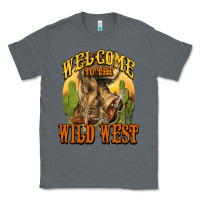 Charcoal Heather Welcome to the wild west Cowboy boots Classic Tee - HowdyJamesFarm