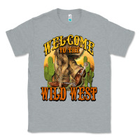 Heather Grey Welcome to the wild west Cowboy boots Classic Tee - HowdyJamesFarm