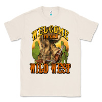 Natural Welcome to the wild west Cowboy boots Classic Tee - HowdyJamesFarm