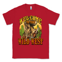 Red Welcome to the wild west Cowboy boots Classic Tee - HowdyJamesFarm