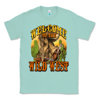 Seafoam Welcome to the wild west Cowboy boots Classic Tee - HowdyJamesFarm