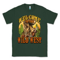 Sports Green Welcome to the wild west Cowboy boots Classic Tee - HowdyJamesFarm