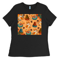 Black Fall Pumpkins Autumn Coffee Ladies Tee - texasbilliewilder