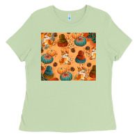 Matcha Fall Pumpkins Autumn Coffee Ladies Tee - texasbilliewilder