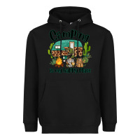 Black camping is my happy place caravan and gnome Heavyweight Hoodie - BarkalooDesign