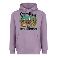 Lavender camping is my happy place caravan and gnome Heavyweight Hoodie - BarkalooDesign