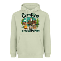 Matcha camping is my happy place caravan and gnome Heavyweight Hoodie - BarkalooDesign
