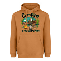 Meerkat camping is my happy place caravan and gnome Heavyweight Hoodie - BarkalooDesign