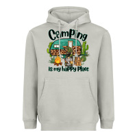 Moon Dust camping is my happy place caravan and gnome Heavyweight Hoodie - BarkalooDesign
