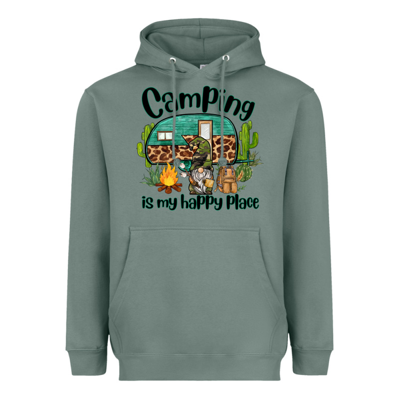 Camping Is My Happy Place Caravan And Gnome Heavyweight Hoodie by BarkalooDesign | Teevron