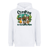 White camping is my happy place caravan and gnome Heavyweight Hoodie - BarkalooDesign