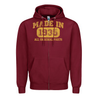 Burgundy Made in 1935 87th Birthday Gifts 87 Year old Birthday T-Shirt Zipper Hoodie - longCreatives