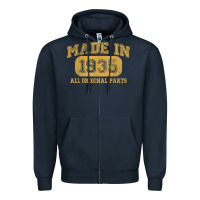 Navy Made in 1935 87th Birthday Gifts 87 Year old Birthday T-Shirt Zipper Hoodie - longCreatives