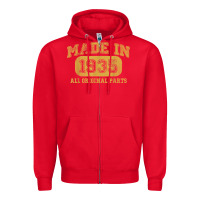 Red Made in 1935 87th Birthday Gifts 87 Year old Birthday T-Shirt Zipper Hoodie - longCreatives