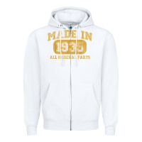 White Made in 1935 87th Birthday Gifts 87 Year old Birthday T-Shirt Zipper Hoodie - longCreatives