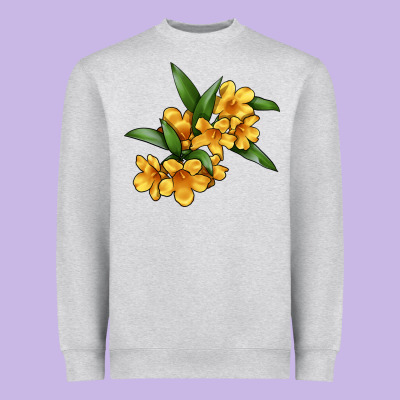 Yellow Jessamine Flower Illustrations Heavyweight Sweatshirt Designed By Lillyallendesigns