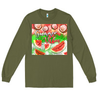 Army Green Watermelon and coconut summer 20oz skinny tumbler Long Sleeve Tee - FaDigitalArtStudio