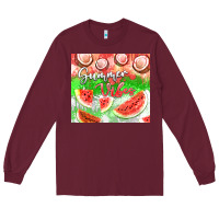 Burgundy Watermelon and coconut summer 20oz skinny tumbler Long Sleeve Tee - FaDigitalArtStudio