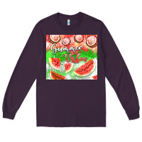 Watermelon And Coconut Summer 20oz Skinny Tumbler Long Sleeve Tee | Teevron
