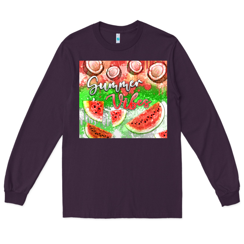 Watermelon And Coconut Summer 20oz Skinny Tumbler Long Sleeve Tee by FaDigitalArtStudio | Teevron