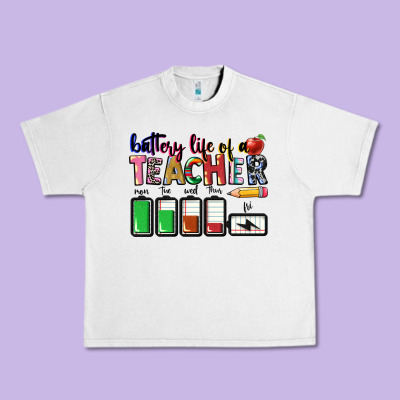 Battery Life Of A Teacher Urban Heavy Tee Designed By Cowgirlartshop