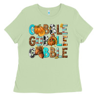Matcha Gobble Gobble Gobble with Turkey Ladies Tee - texasbilliewilder