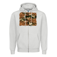 Dove Grey camouflage and leopard background Zipper Hoodie - Artiststas