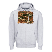 Heather Grey camouflage and leopard background Zipper Hoodie - Artiststas