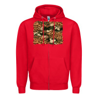Red camouflage and leopard background Zipper Hoodie - Artiststas