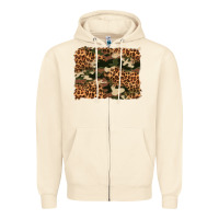 Sandshell camouflage and leopard background Zipper Hoodie - Artiststas