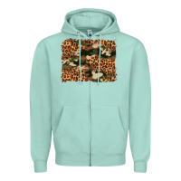 Seafoam camouflage and leopard background Zipper Hoodie - Artiststas