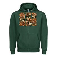 Sports Green camouflage and leopard background Zipper Hoodie - Artiststas