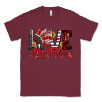 Burgundy red black grey white love my tribe indian headdres Classic Tee - Artiststas