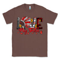 Chestnut red black grey white love my tribe indian headdres Classic Tee - Artiststas