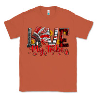 Copper red black grey white love my tribe indian headdres Classic Tee - Artiststas