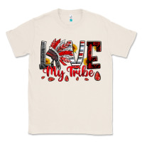 Natural red black grey white love my tribe indian headdres Classic Tee - Artiststas