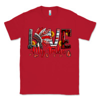 Red red black grey white love my tribe indian headdres Classic Tee - Artiststas