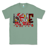 Sage red black grey white love my tribe indian headdres Classic Tee - Artiststas