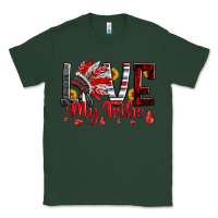 Sports Green red black grey white love my tribe indian headdres Classic Tee - Artiststas