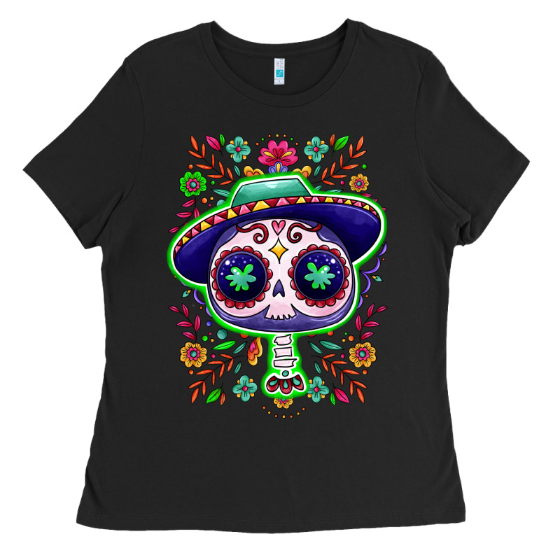 Mexican Day Of Dead Sugar Skull Ladies Tee by NancyCooperArtShop | Teevron