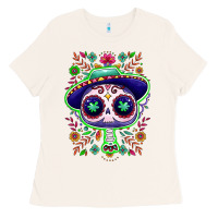 Bone Mexican Day of dead sugar skull Ladies Tee - NancyCooperArtShop